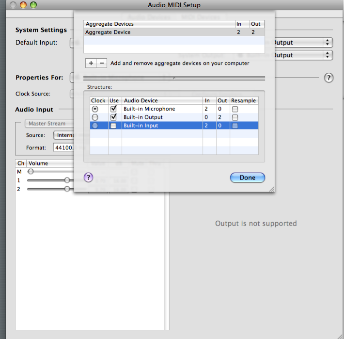 Heres a screen grab of the aggregate device editor window